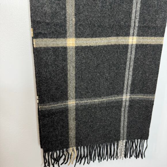 Jos A Bank Cashmere Grey Checked Scarf Classic Luxury Men's - Picture 9 of 9